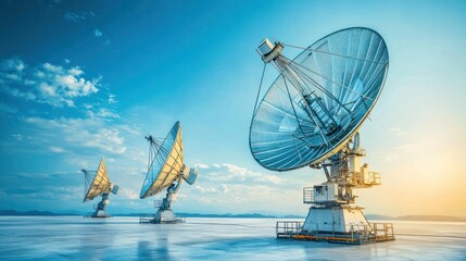 Massive radio telescopes at dawn