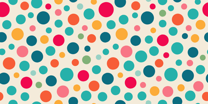 Colorful polka dot seamless vector pattern with playful abstract design for modern decorative backgrounds.