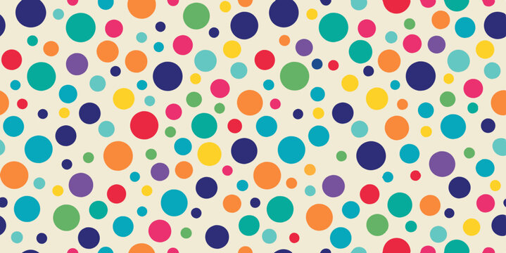 Colorful polka dot seamless vector pattern with playful abstract design for modern decorative backgrounds.