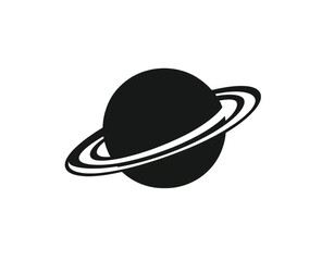 
Vector illustration of the planet Saturn, in a minimalist style, with a black design on a white background