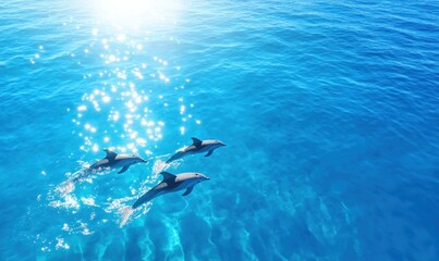 Fototapeta premium Dolphins swimming ocean wildlife