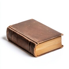 Obraz premium Old dusty book with a thin layer of dust settled on its cover isolated on a white background 