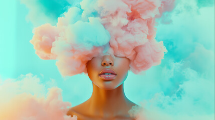 Woman with Pastel Cloud on Her Head 
