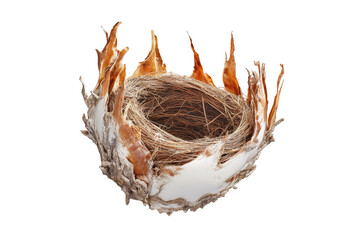 a bird nest with a white background cutout and isolated on transparent background 