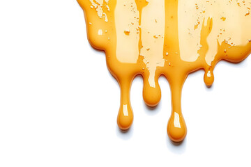 a liquid dripping on a white surface cutout and isolated on transparent background 