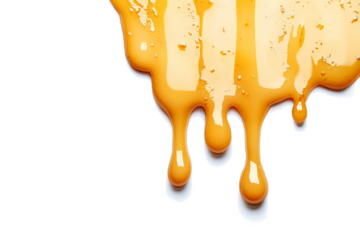 a liquid dripping on a white surface cutout and isolated on transparent background 