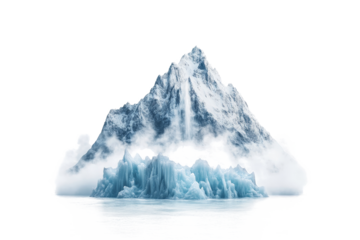 an iceberg floating in the water cutout and isolated on transparent background 