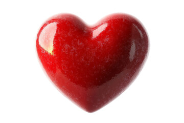 a red heart shaped object on a white background cutout and isolated on transparent background 