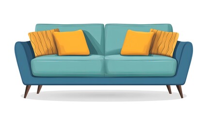 Fototapeta premium Contemporary Modern Sofa for Living Room Interior Design in Semi-Flat Color Vector Illustration