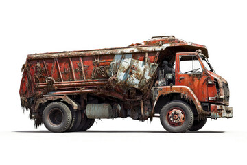Obraz premium an old rusty truck with rust on the side cutout and isolated on transparent background 