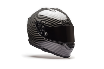 a helmet with a white and black stripe pattern cutout and isolated on transparent background 