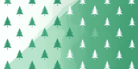 Modern Minimalist Vector Illustration Evergreen Trees Gradient Green Background - Eco-Friendly Spring Design Earth Day Sustainable Marketing Campaigns