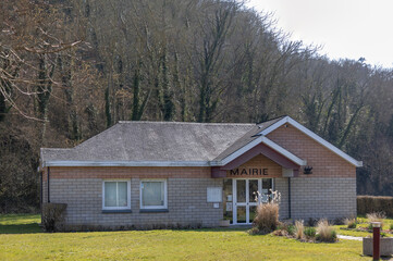 Obraz premium Local town hall surrounded by nature in springtime