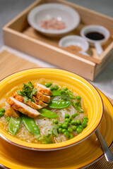pho soup with chicken meat