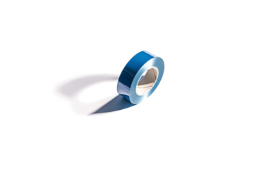 a roll of blue tape on a white background cutout and isolated on transparent background 