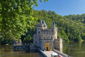 Water castle Chateau de la Roche, Auvergne-Rhone-Alpes, Loire department, France