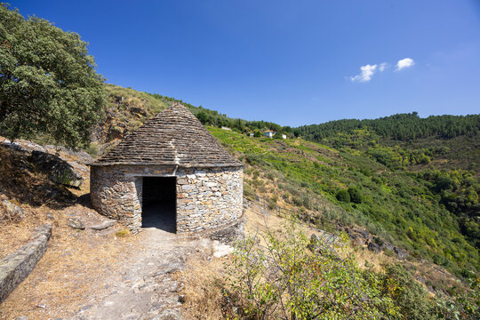 Landscape near waterfall Fervenza da Cidadela, Vilardevos - Soutochao, Galicia, Spain