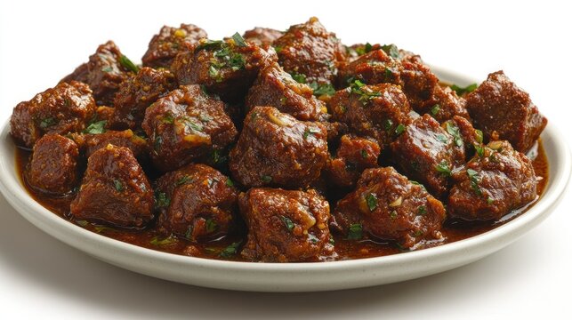 Spicy beef cubes in gravy