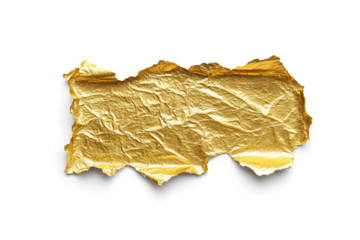 gold foil on white background cutout and isolated on transparent background 