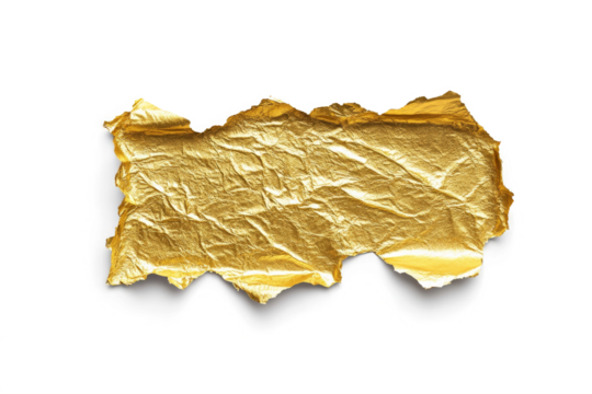 gold foil on white background cutout and isolated on transparent background 