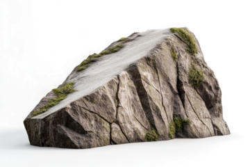 a rock with moss growing on it cutout and isolated on transparent background 