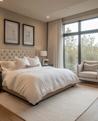 Fototapeta premium Modern Bedroom, Luxurious Tranquil Design