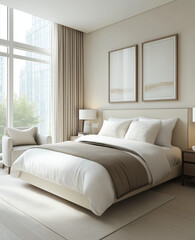 Fototapeta premium Modern Bedroom, Luxurious Tranquil Design