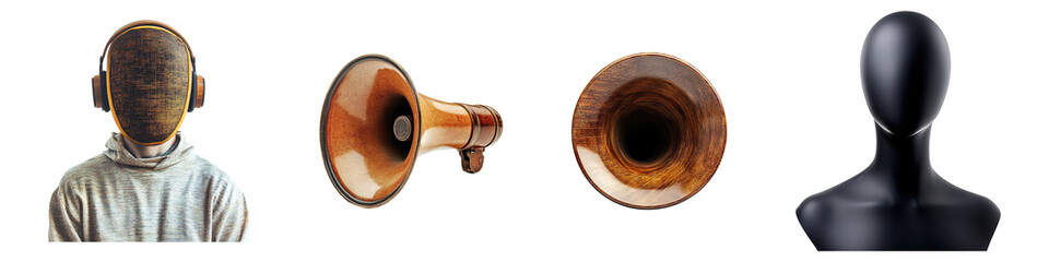 Set of mute isolated on transparent background