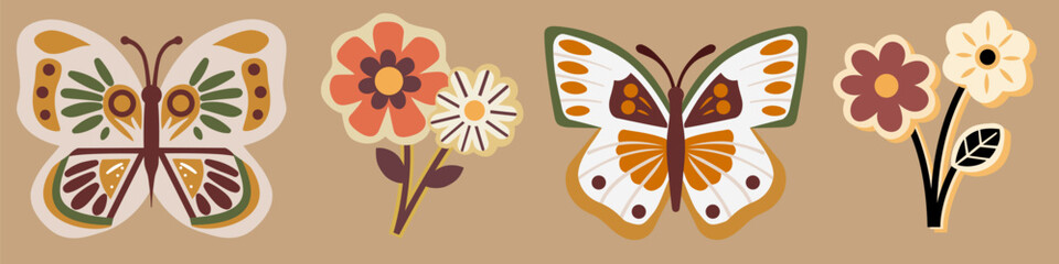 Two butterflies with wild flowers.