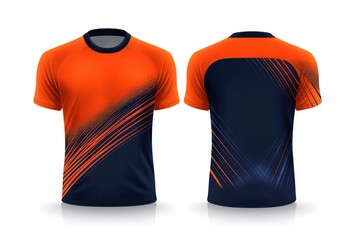 Orange and Navy T-shirt Mockup Front and Back for Sportswear Design