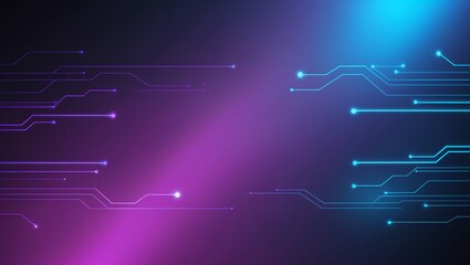 Fototapeta premium Futuristic circuit board gradient background with neon lights