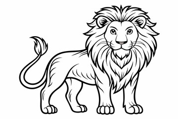 Obraz premium coloring page line art the king lion black vector