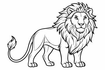 Obraz premium coloring page line art the king lion black vector