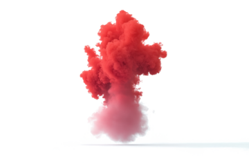 a red cloud of smoke cutout and isolated on transparent background 