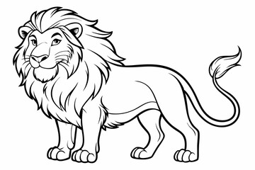 Fototapeta premium coloring page line art the king lion black vector