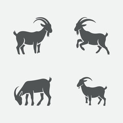 Goat Silhouettes in Various Poses
