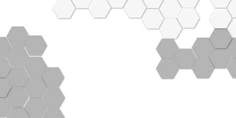 Abstract technology white and grey geometric hexagon shape on transparent background vector.