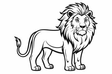 Obraz premium coloring page line art the king lion black vector