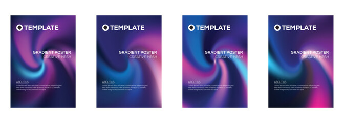 Gradient Poster Templates Creative Mesh Design Set