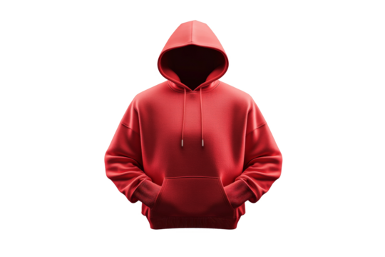 a red hoodie cutout and isolated on transparent background 