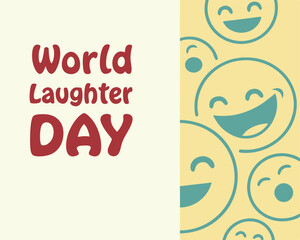 Obraz premium Celebrate World Laughter Day with Cheerful Smiling Face Icons and Bold Text.