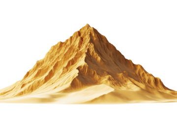 a mountain with sand on top cutout and isolated on transparent background 