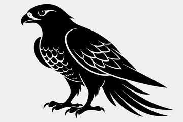 tailed hawk black silhouette vector