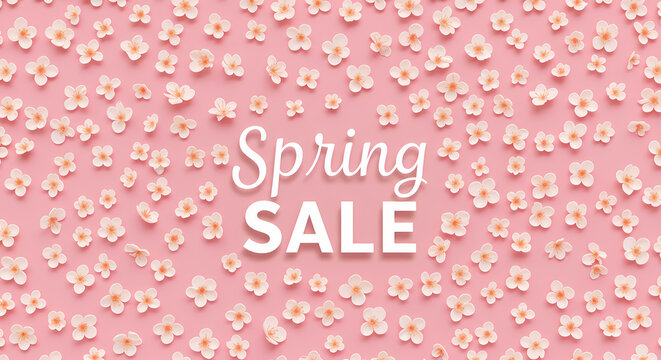 Spring Sale Background: Pink Floral Letters