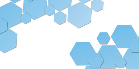 Abstract geometric technology embossed light sky color hexagon on transparent honeycomb vector illustration background.