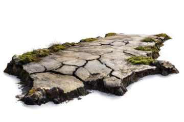 a small piece of land with grass growing on it cutout and isolated on transparent background 