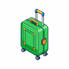 green luggage cart