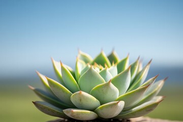 capture close-up of resilient desert succulent under harsh sun highlighting detailed textures of its fleshy leaves