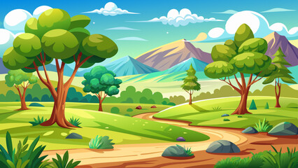 Obraz premium Beautiful Prairie landscape with green trees