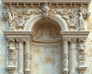 Obraz premium Ornate Baroque Architecture with Intricate Carvings and Weathered Texture